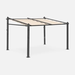Pergola murale aluminium 3x4m toit rétractable écru Murum