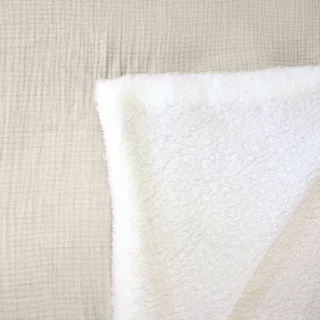 Plaid douillet sherpa et gaze de coton kaki 130x170 cm - Alix