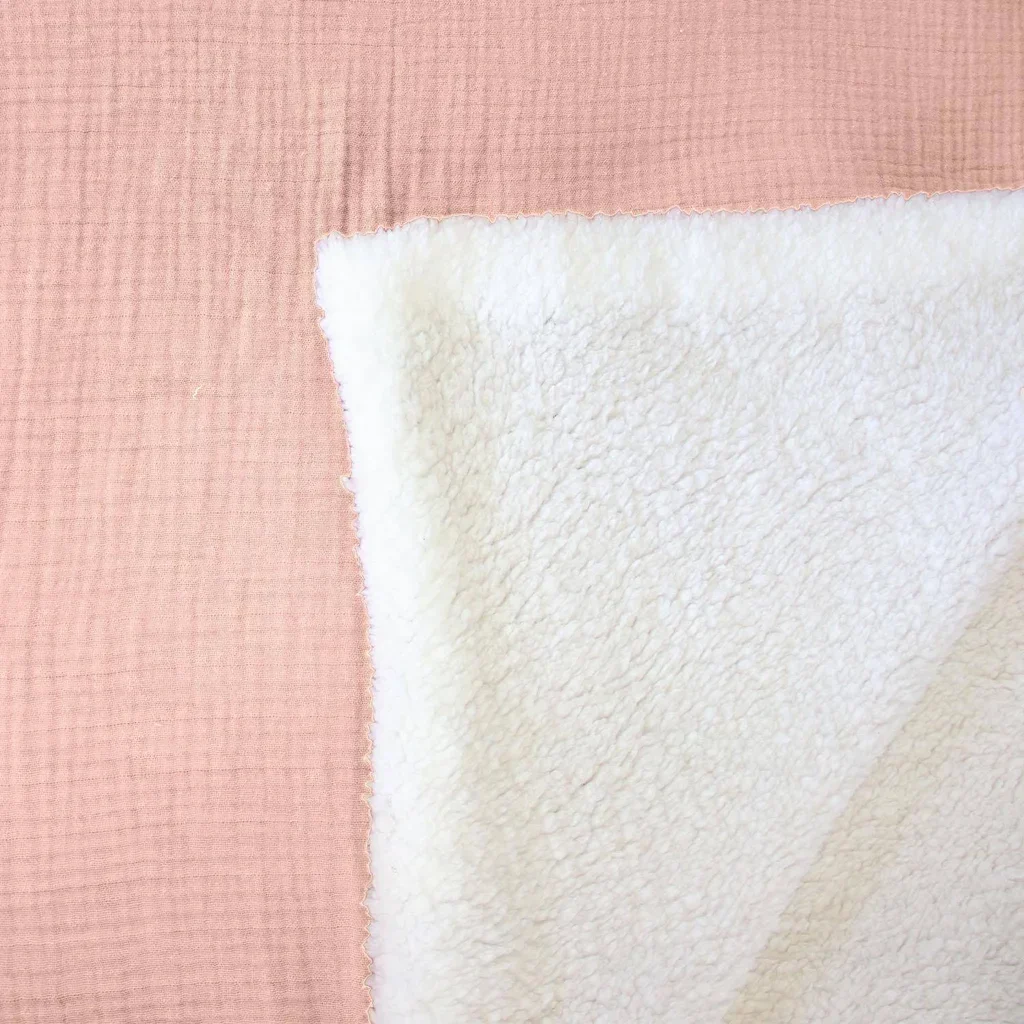 Plaid douillet sherpa et gaze de coton kaki 130x170 cm Alix