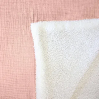 Plaid douillet sherpa et gaze de coton kaki 130x170 cm Alix