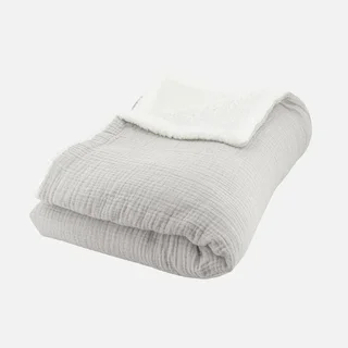 Plaid douillet sherpa kaki 130x170 cm certifié Oeko-Tex