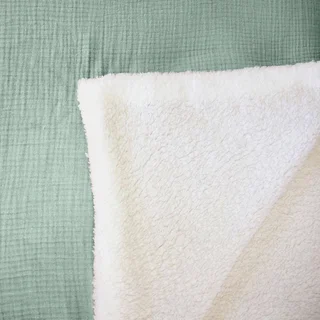 Plaid sherpa kaki 130x170 cm douillet Alix - Oeko-Tex