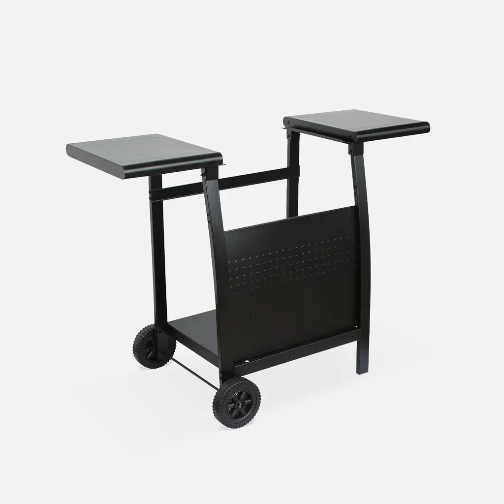 Piastra a gas in acciaio inox 2 fuochi 5kW su carrello con piastra smaltata rimovibile