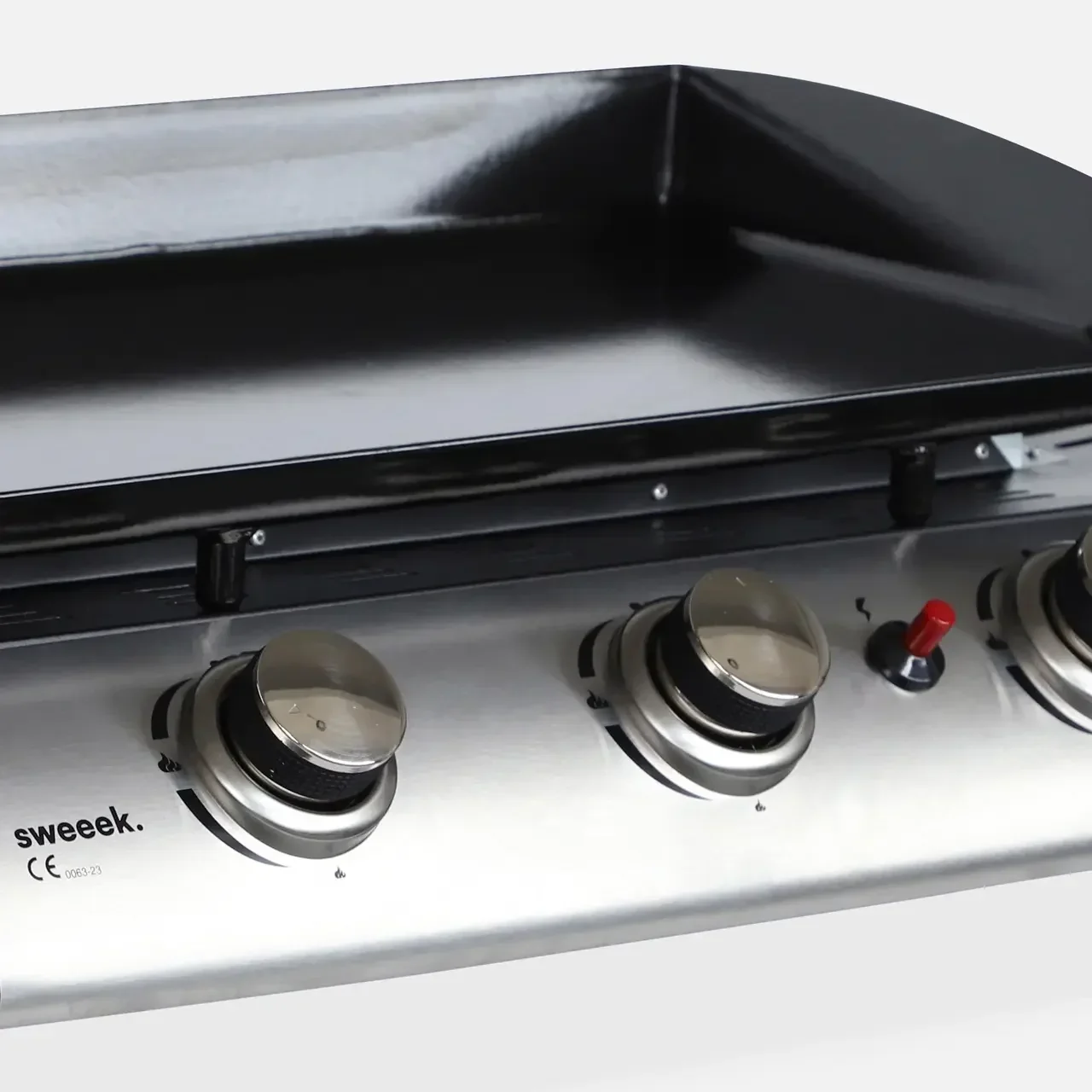 Gas Plancha Grill 3 Brenner Edelstahl 7,5 kW Porthos - Abnehmbare Emaille-Platte