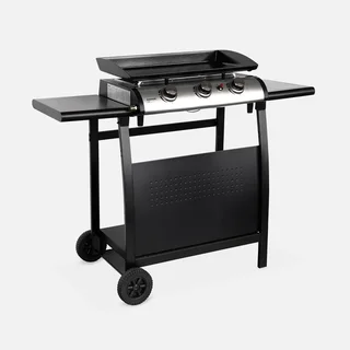 Plancha gaz inox 3 feux 7500W chariot roulant Porthos