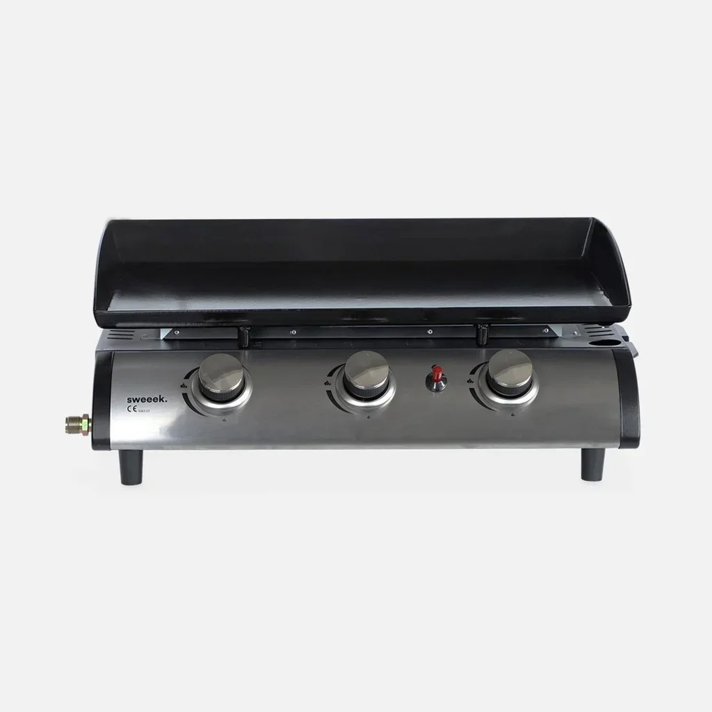 Plancha gaz inox 3 feux 7500W chariot roulant Porthos