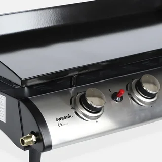 Plancha à gaz 4 feux inox 10 kW Porthos plaque acier émaillé amovible