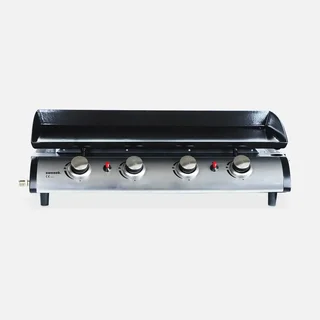 Plancha à gaz 4 feux inox 10 kW Porthos plaque acier émaillé amovible