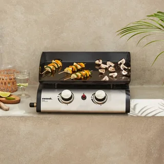 Plancha gaz inox 2 feux 5000W Porthos plaque amovible