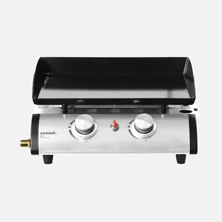 Plancha gaz inox 2 feux 5000W Porthos plaque amovible