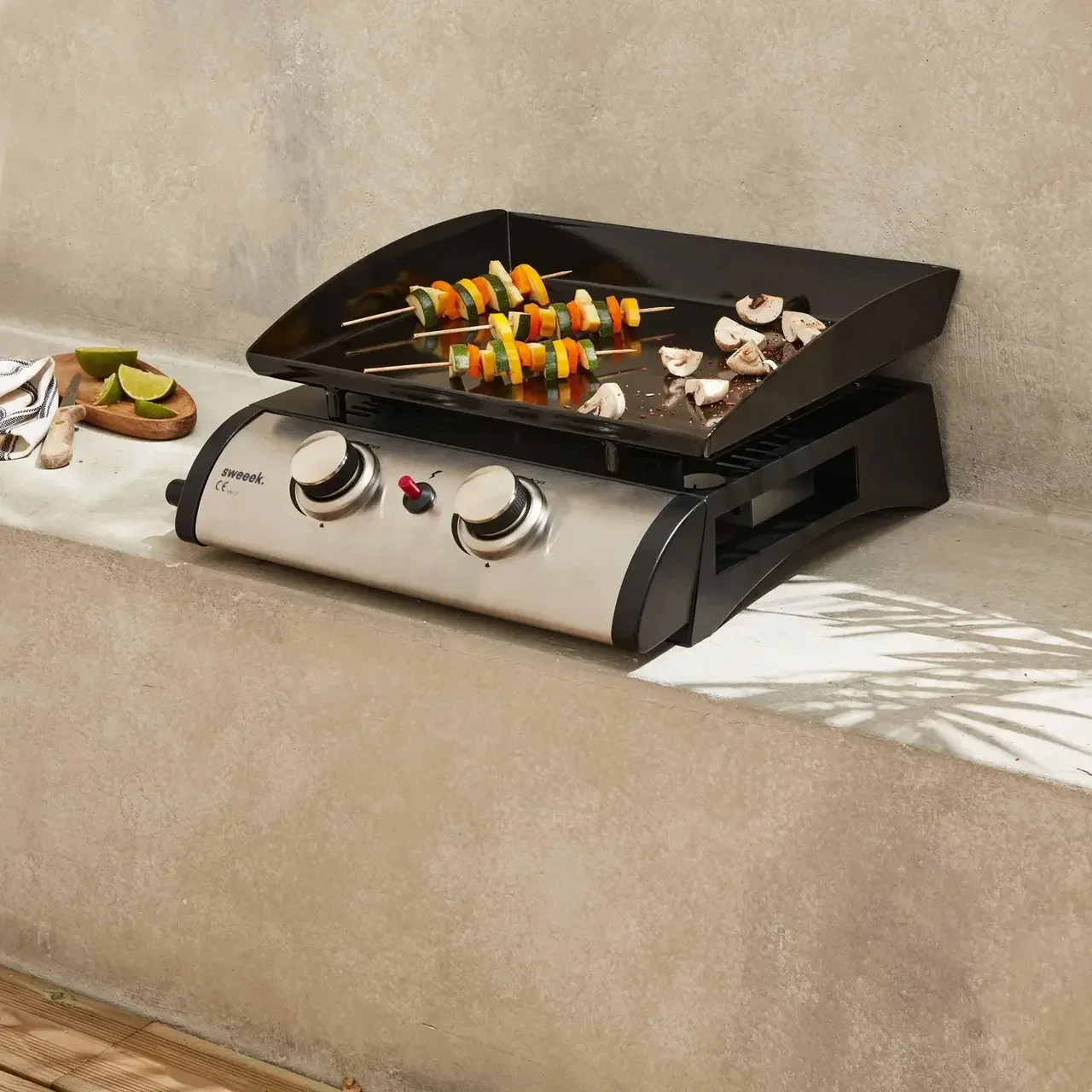 Plancha gaz inox 2 feux 5000W Porthos plaque amovible
