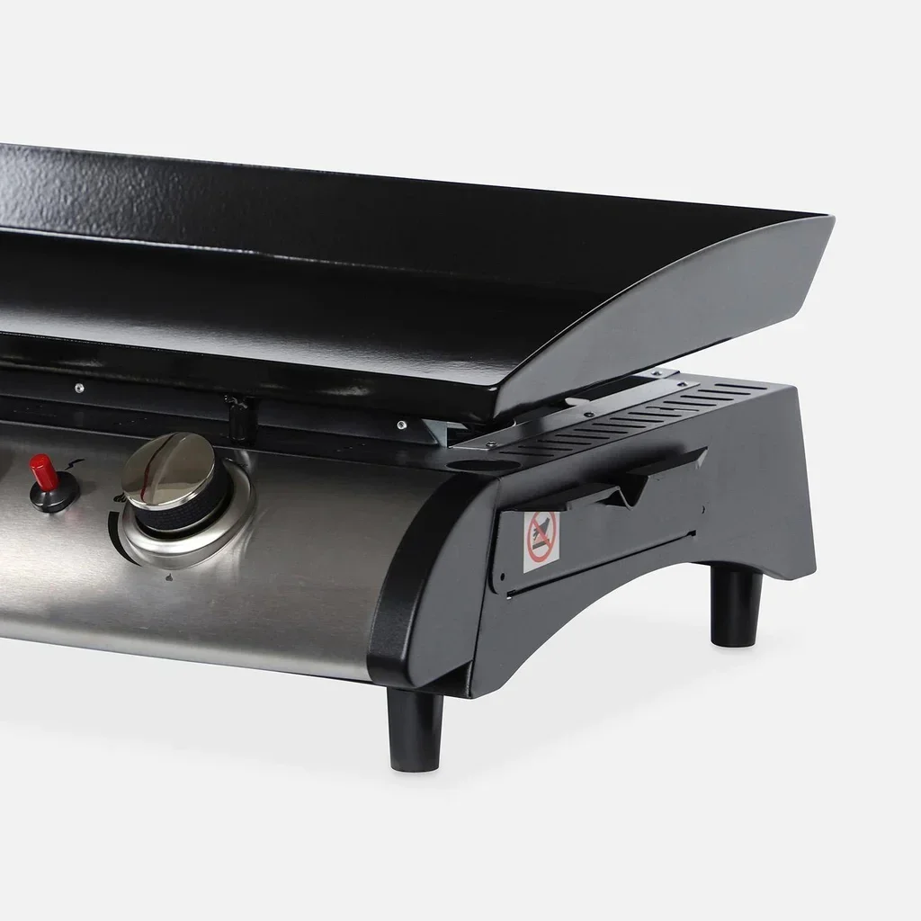 Plancha gaz inox 4 brûleurs 10kW Porthos avec kit ustensiles