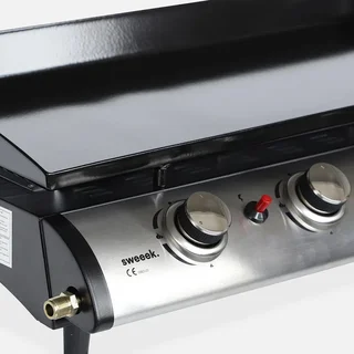 Plancha gaz inox 4 brûleurs 10kW Porthos avec kit ustensiles