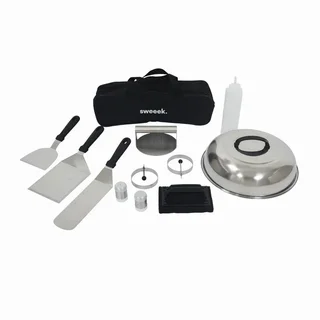 Plancha gaz inox 4 brûleurs 10kW Porthos avec kit ustensiles