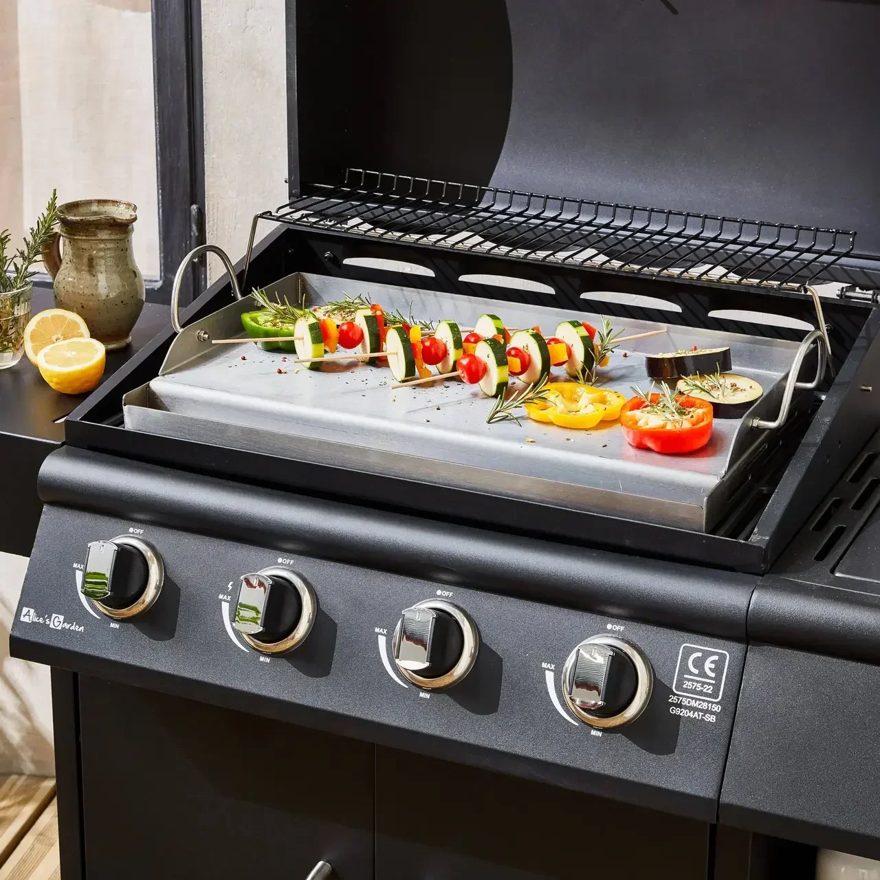 Plancha universelle 55 cm acier inoxydable barbecue gaz charbon