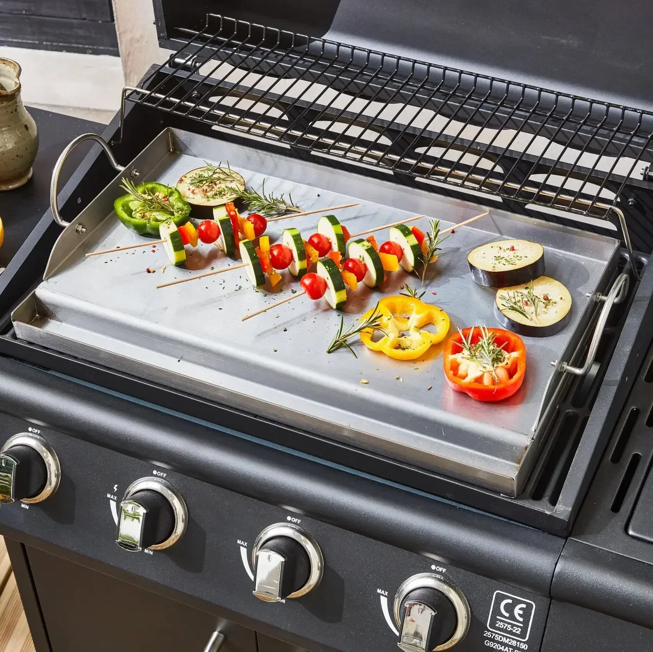 Plancha universelle 55 cm acier inoxydable barbecue gaz charbon