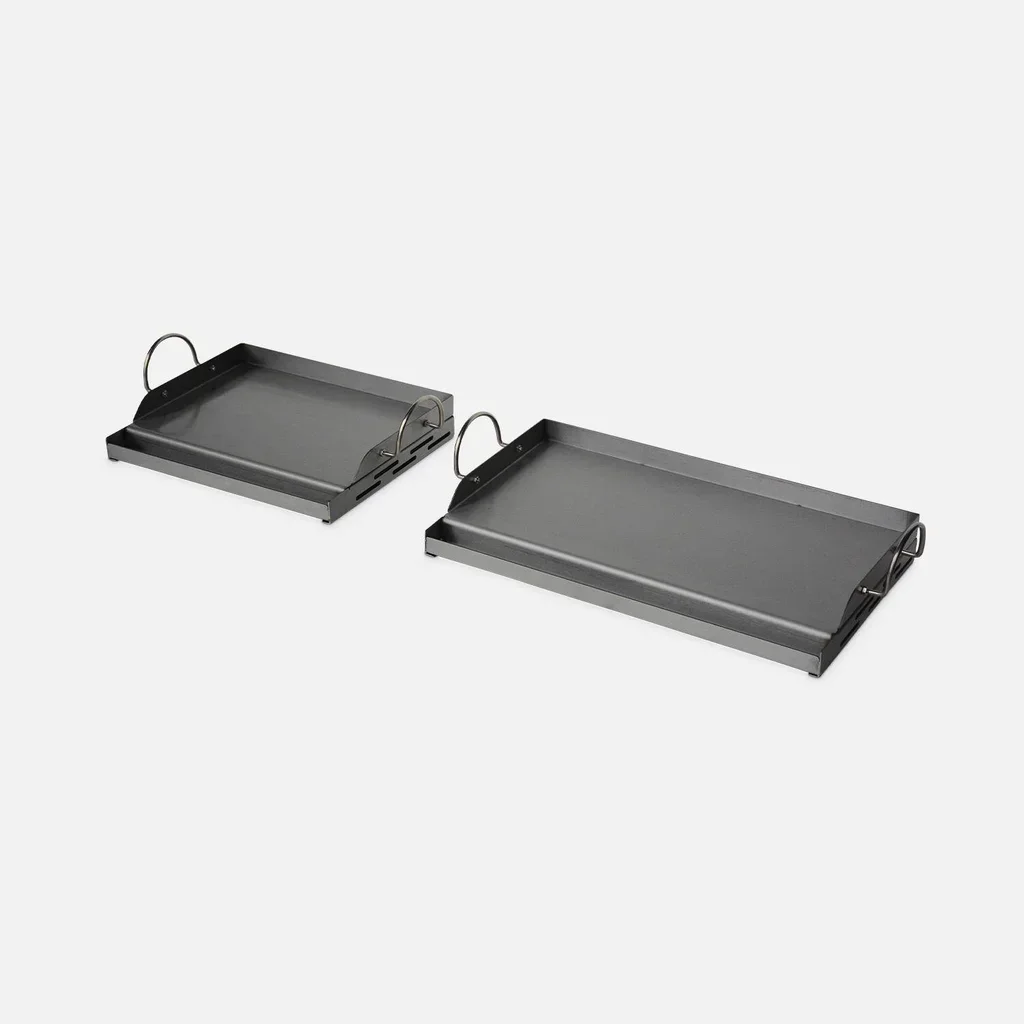 Plaque plancha inox 40 cm pour barbecue universel avec bac récupérateur de graisse