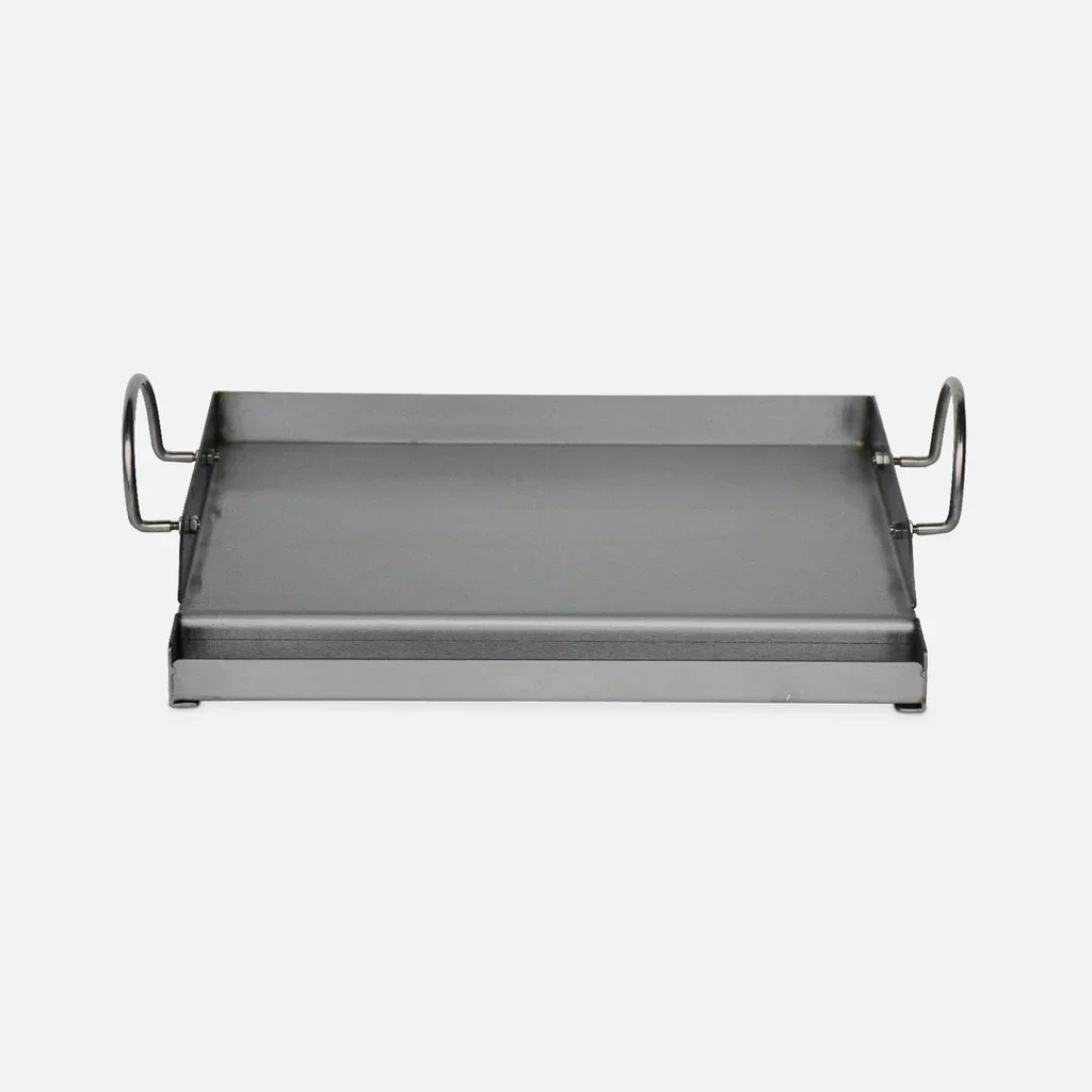 Plaque plancha inox 40 cm pour barbecue universel avec bac récupérateur de graisse