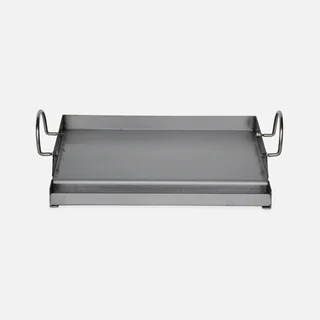 Plaque plancha inox 40 cm pour barbecue universel avec bac récupérateur de graisse