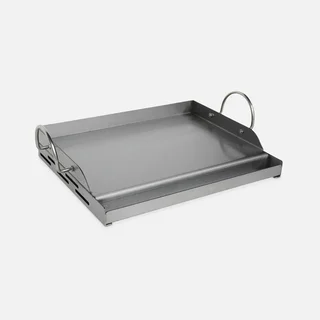 Plaque plancha inox 40 cm pour barbecue universel avec bac récupérateur de graisse