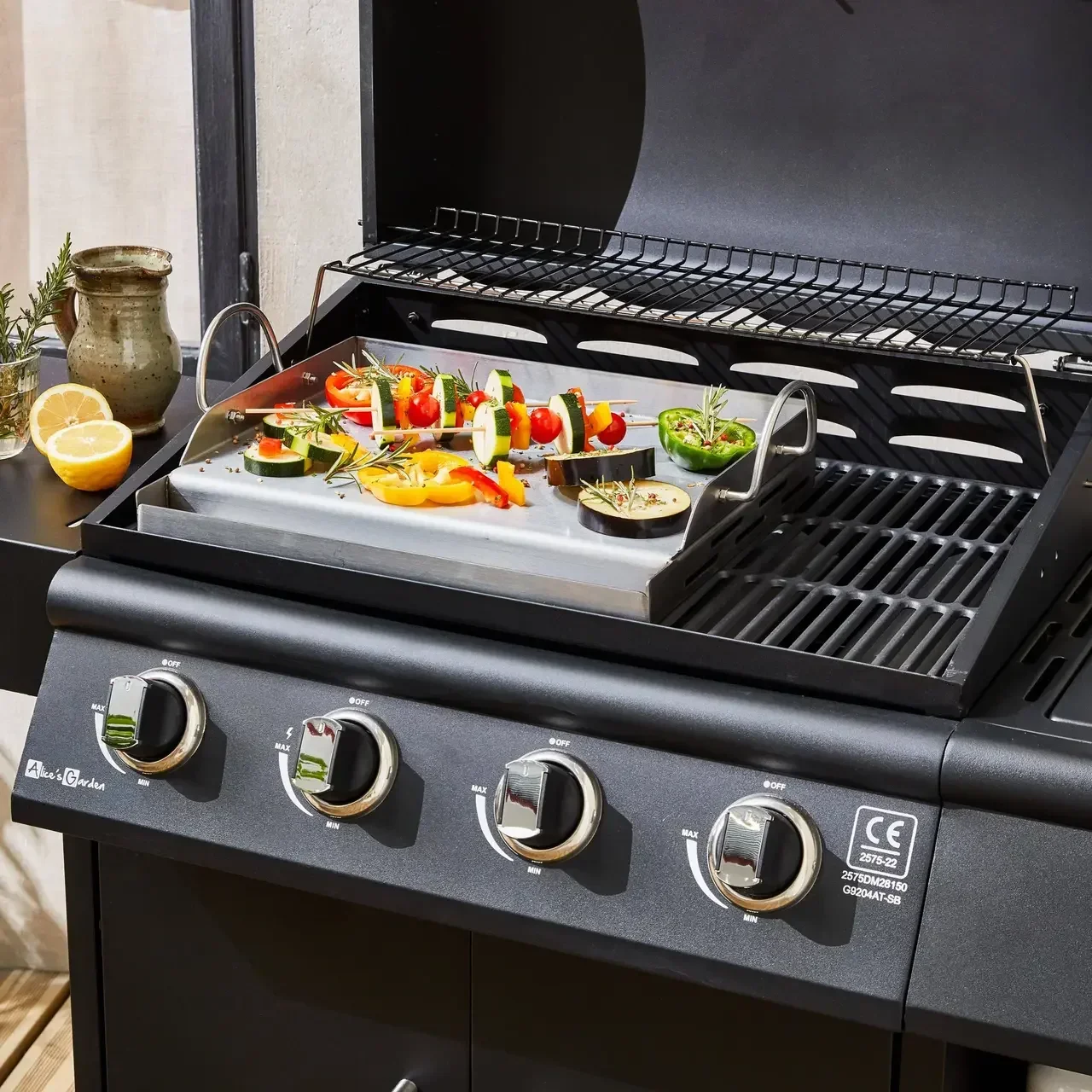 Plaque plancha inox 40 cm pour barbecue universel avec bac récupérateur de graisse