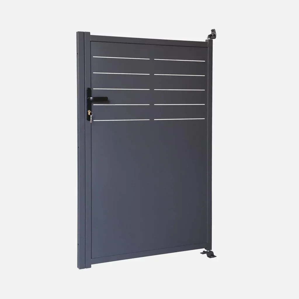 Portillon jardin acier galvanisé 1 battant anthracite sécurisé