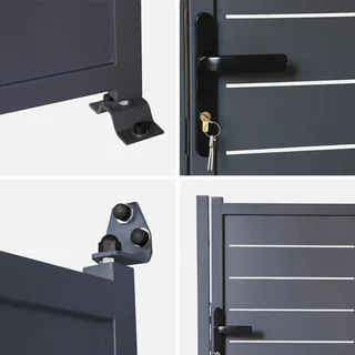 Portillon jardin acier galvanisé 1 battant anthracite sécurisé