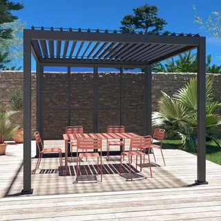 Porte coulissante pergola bioclimatique aluminium 3m Triomphe