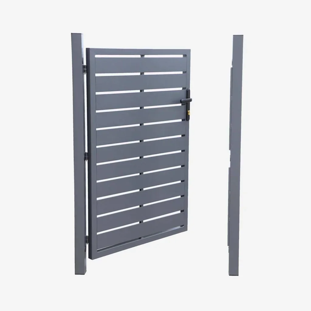 Portillon jardin aluminium 100x146cm anthracite serrure 3 clés anti-rouille