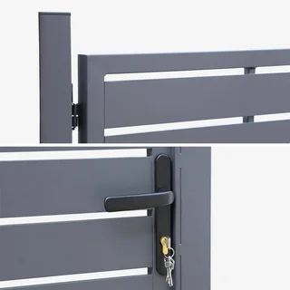 Portillon jardin aluminium 100x146cm anthracite serrure 3 clés anti-rouille