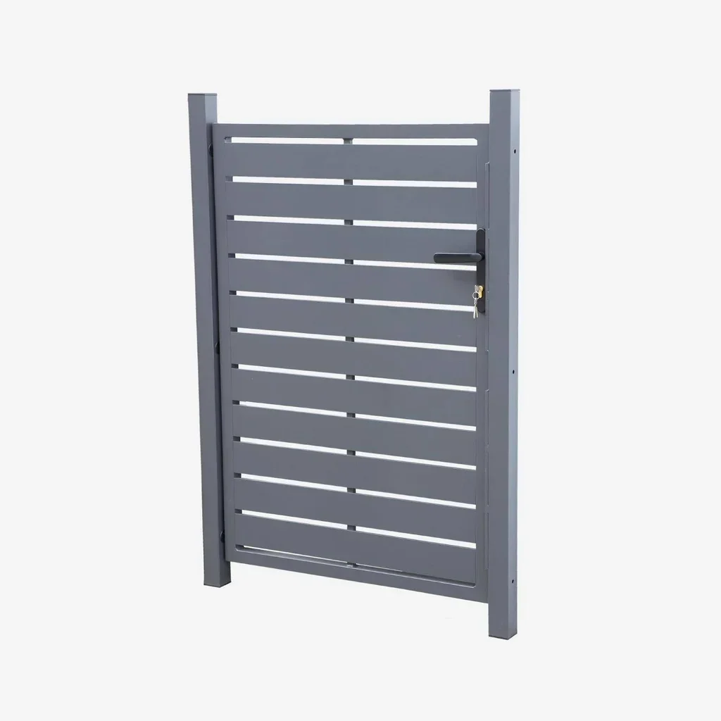 Portillon jardin aluminium 100x146cm anthracite serrure 3 clés anti-rouille