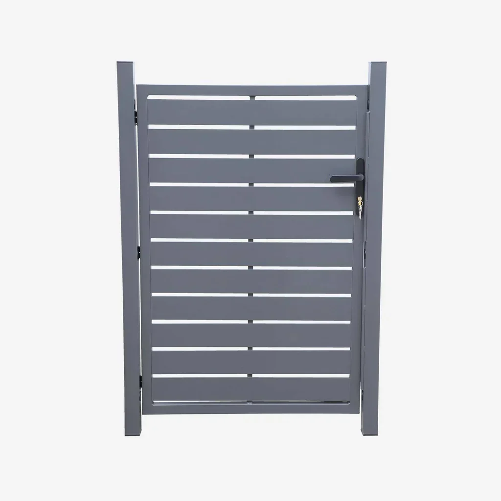 Portillon jardin aluminium 100x146cm anthracite serrure 3 clés anti-rouille
