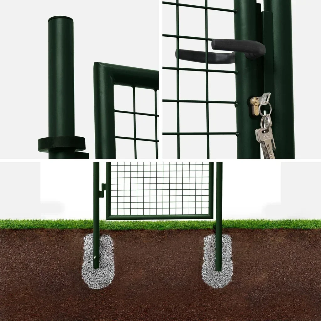 Metal mesh garden gate 150x87cm anthracite lock handle