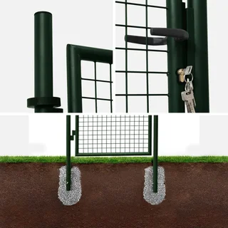 Metal mesh garden gate 150x87cm anthracite lock handle