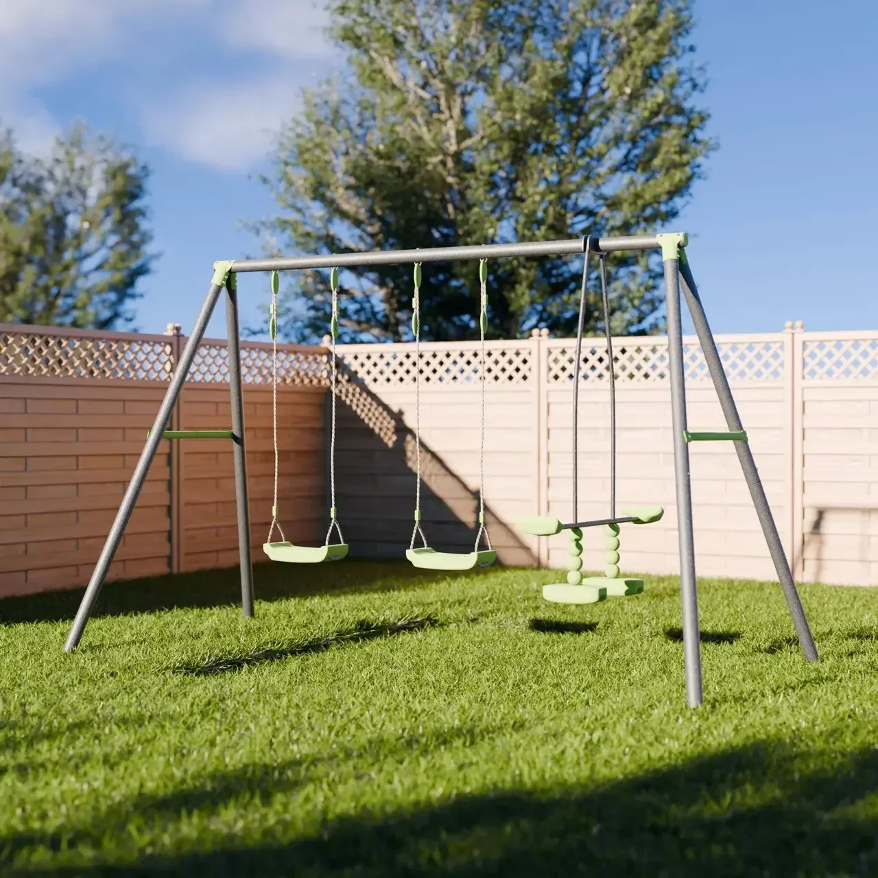Portique balançoire double face à face 4 enfants Tramontane sweeek extérieur