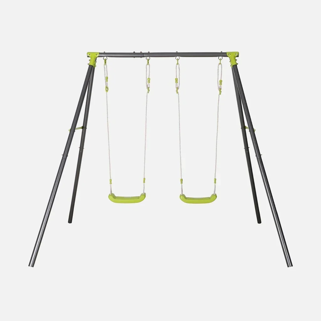 Portique balançoire double métal enfant jardin Bise acier réglable