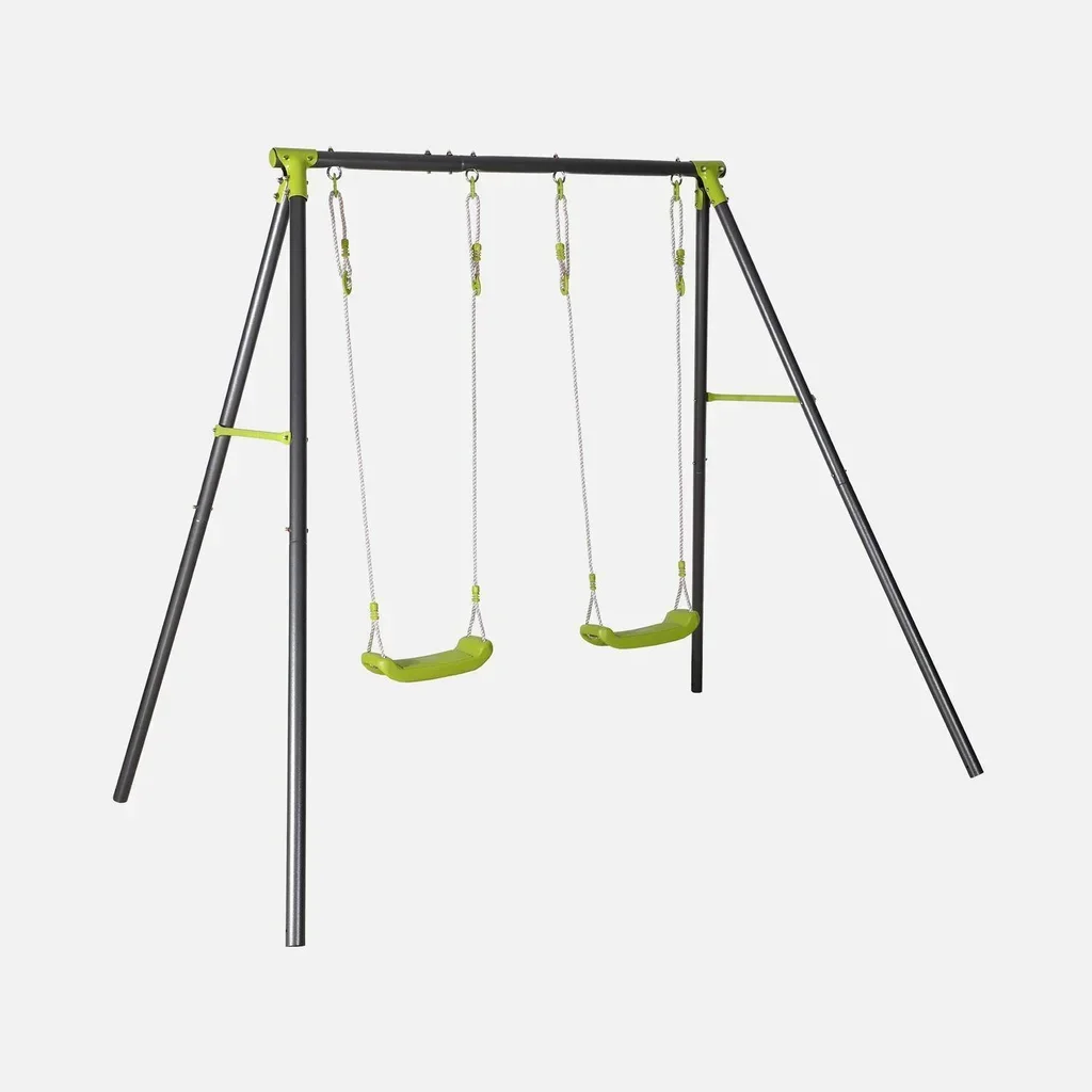 Portique balançoire double métal enfant jardin Bise acier réglable