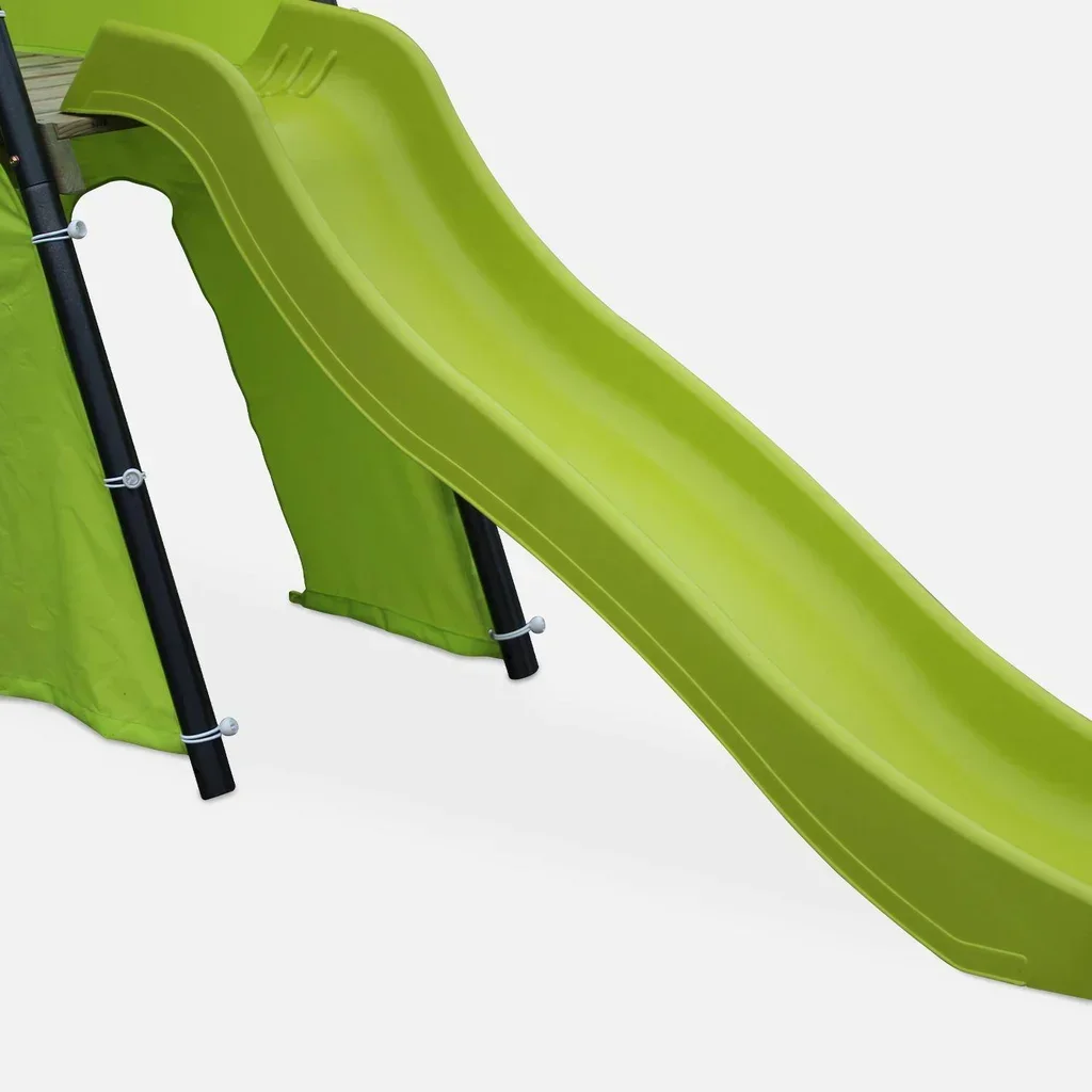 Portique balançoires face à face avec toboggan Libeccio pour 6 enfants
