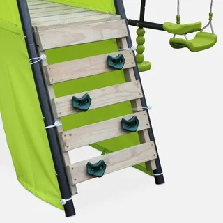 Portique balançoires face à face avec toboggan Libeccio pour 6 enfants