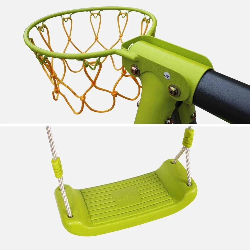 Portique balançoires face à face avec toboggan Libeccio pour 6 enfants