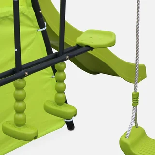 Portique balançoires face à face avec toboggan Libeccio pour 6 enfants