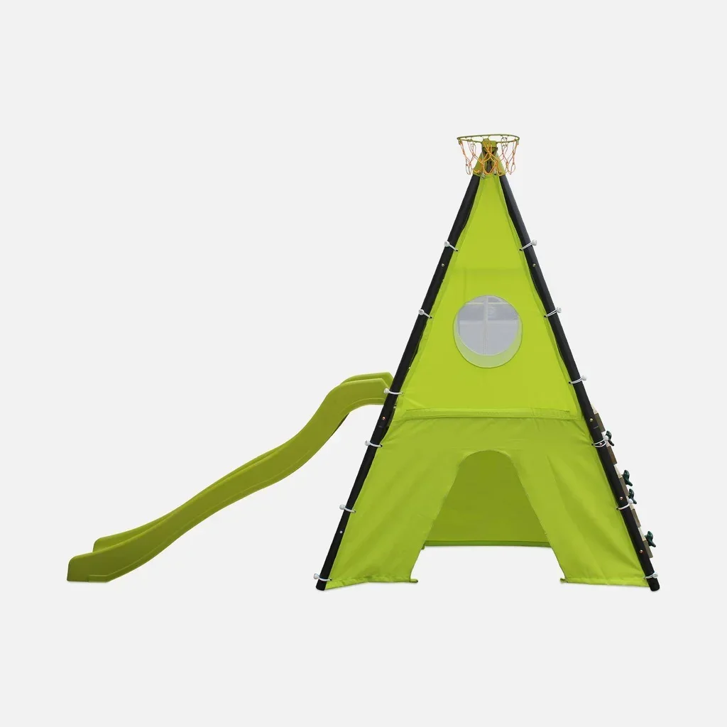 Portique balançoires face à face avec toboggan Libeccio pour 6 enfants