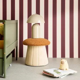 Pouf champignon enfant teddy velours coffre rangement terracotta doux