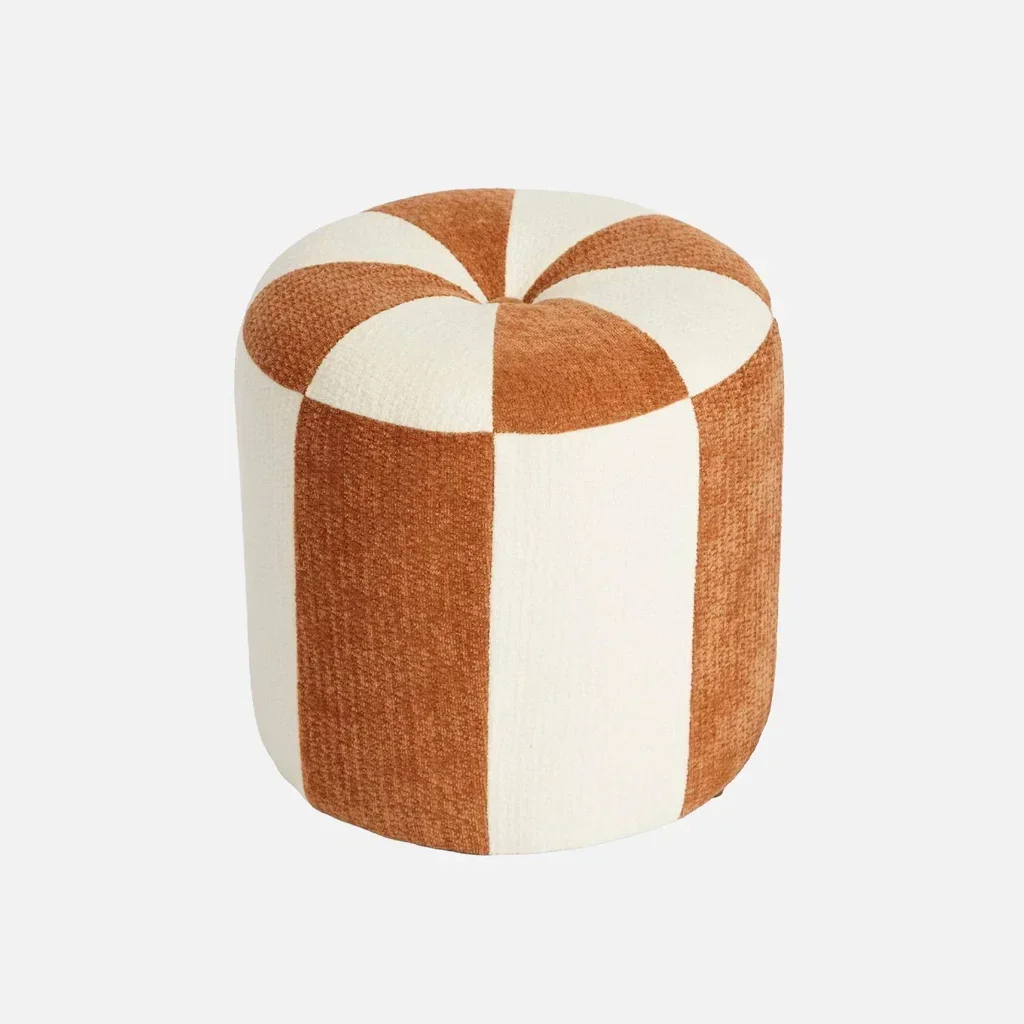 Pouf enfant tissu chenille rayures cirque coloré doux Wila