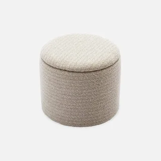 Pouf de rangement en tissu kaki foncé avec espace de rangement intégré