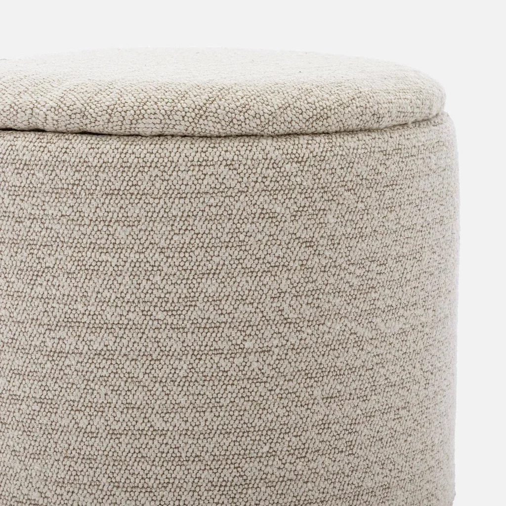 Pouf de rangement en tissu kaki foncé avec espace de rangement intégré