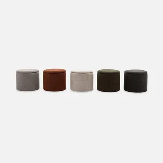 Pouf de rangement rond kaki foncé tissu polyester intérieur