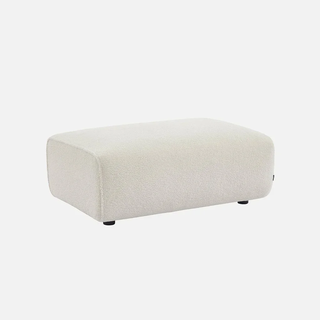 Pouf repose-pieds 3 places Wallas tissu bouclette noir 102x70 cm