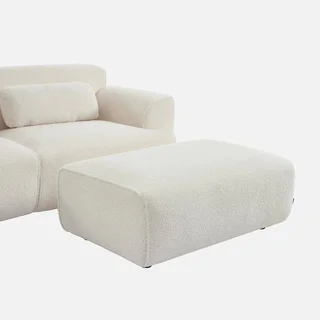 Pufe apoio para pés Wallas 3 lugares tecido boucle preto 102x70 cm