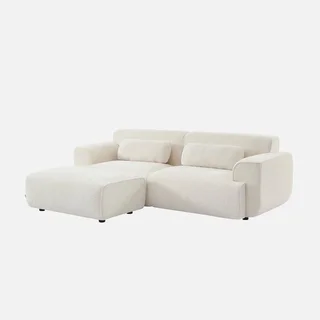 Pufe apoio para pés Wallas 3 lugares tecido boucle preto 102x70 cm